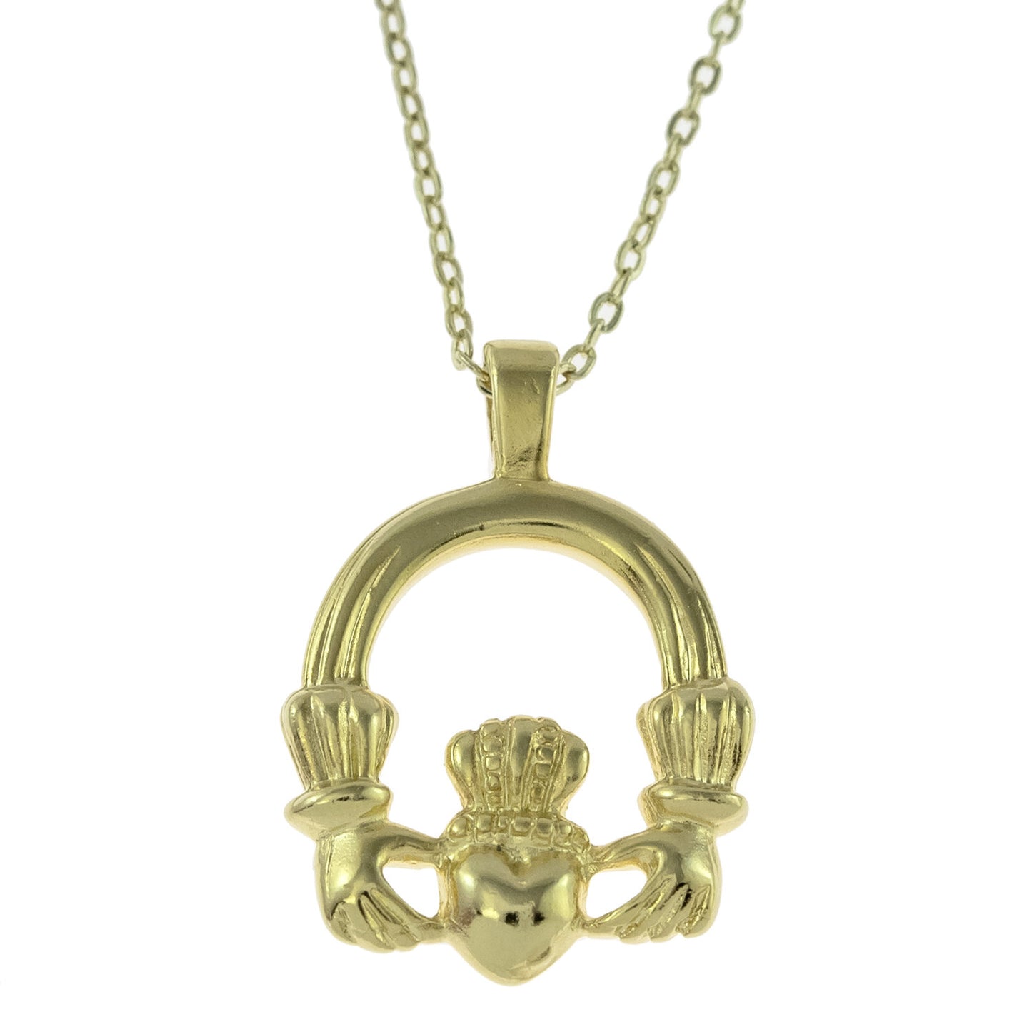 Vintage Claddagh Pendant Necklace - 18k Yellow Gold Electroplated - Made in the USA jewelry image 1