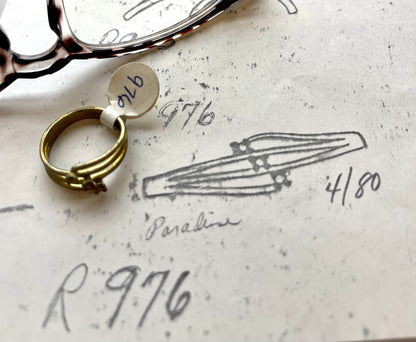 Vintage Genuine Stones 18k Yellow Gold Electroplated Ring Made in USA Antique Princess Rings