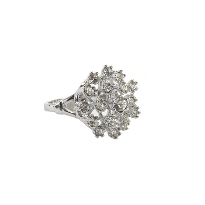 Vintage Ring Ruby Austrian Crystals and Pinfire Opals 18k White Gold Electroplate Made in the USA