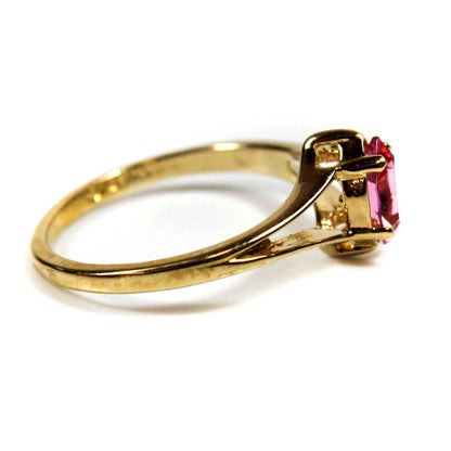 Vintage Ring Pink Swarovski Crystal 18k Gold Victorian October Birthstone Antique Womans Jewelry Dainty #R950 Size: 10