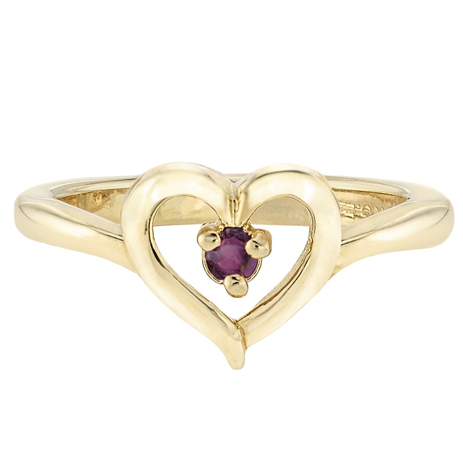Vintage 1970s Amethyst Austrian Crystal Heart Ring - 18k Yellow Gold Electroplated - Made in USA jewelry image 1