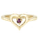 Vintage 1970s Genuine Stone or  Austrian Crystal Heart Ring 18k Yellow Gold Electroplated Made in the USA
