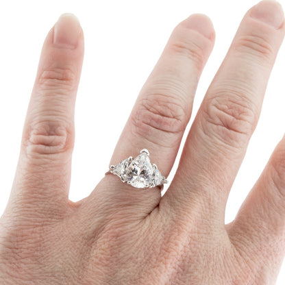 Vintage 1980s 18k White Gold Plated Pear Shaped Cubic Zirconia Engagement Style Ring Made in USA #R2437 Size 6