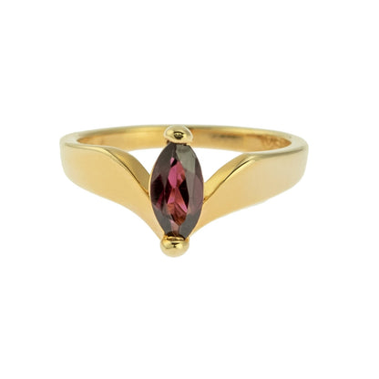 Vintage 1970's Genuine Garnet 18k Yellow Gold Electroplated Ring Made in USA Size: 6