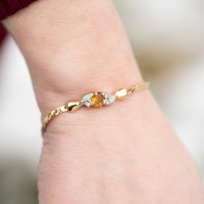 Vintage Light Topaz and Clear Swarovski Crystal 18kt Gold Electroplated Bracelet jewelry image 1