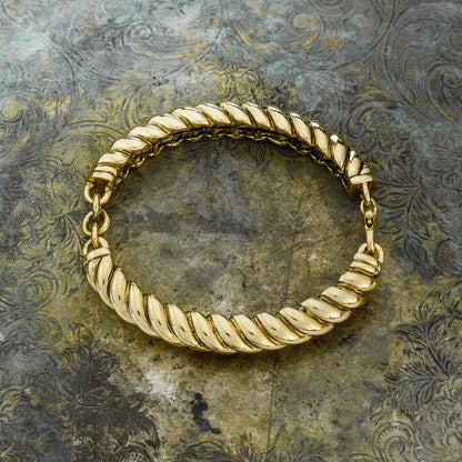 vintage-oscar-de-la-renta-gold-tone-eight-inch-scallop-bar-link-bracelet