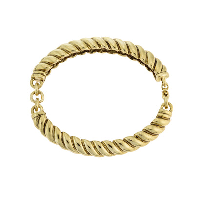 Vintage Oscar De La Renta Gold Tone 8" Inch Scallop Bar and Link Bracelet Antique Womans Jewelry