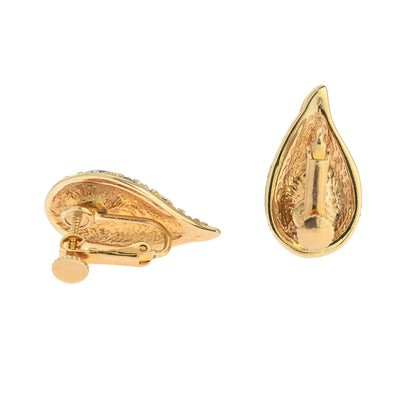 Vintage Ruby Cabochon Austrian Crystal Clip Earrings - 18kt Gold Electroplated Two-Tone jewelry image 1