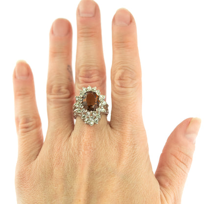 Vintage Women's Austrian Crystal Cocktail Ring 18k Gold Electroplated Birthstone Ring for Women