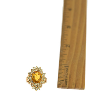 Vintage Women's Austrian Crystal Cocktail Ring 18k Gold Electroplated Birthstone Ring for Women