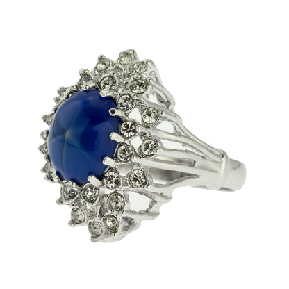 Vintage Women's Austrian Crystal Cocktail Ring 18k Gold Electroplated Birthstone Ring for Women