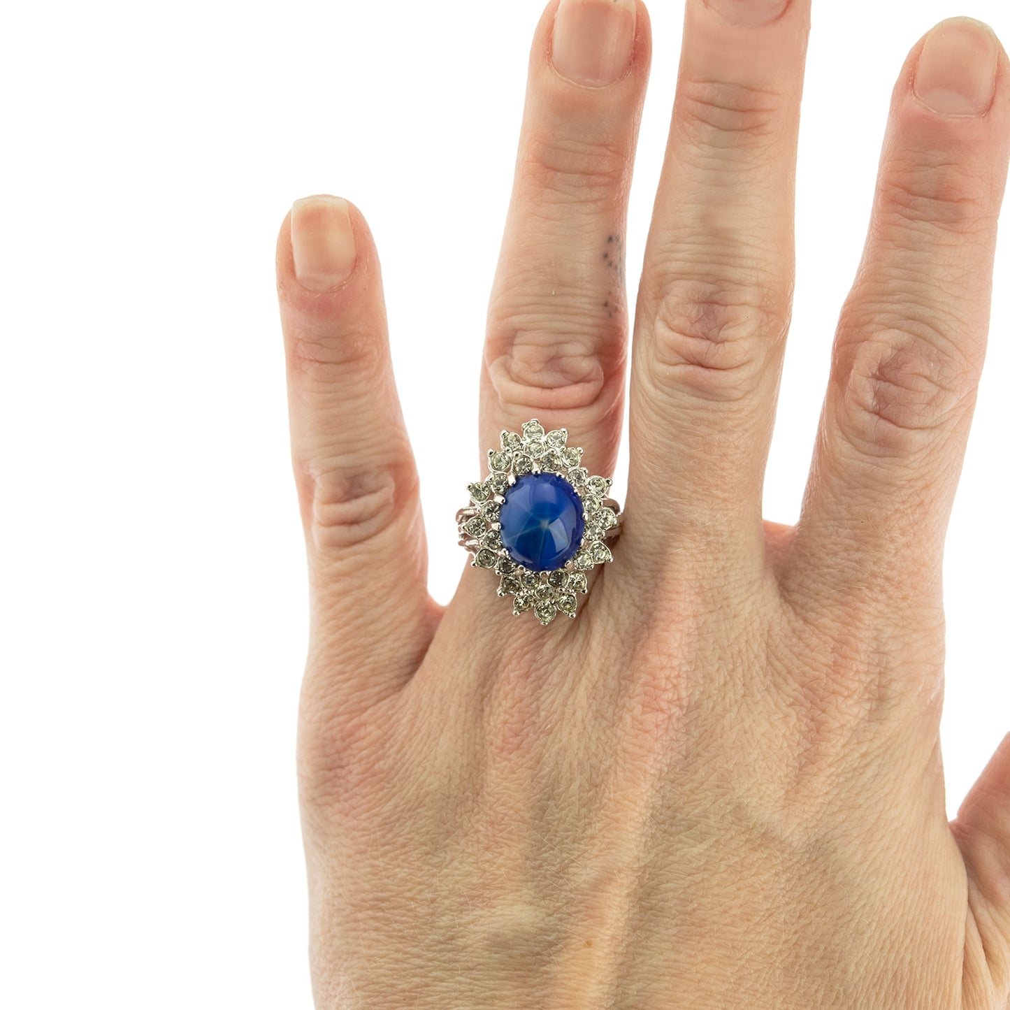 Vintage Women's Austrian Crystal Cocktail Ring 18k Gold Electroplated Birthstone Ring for Women