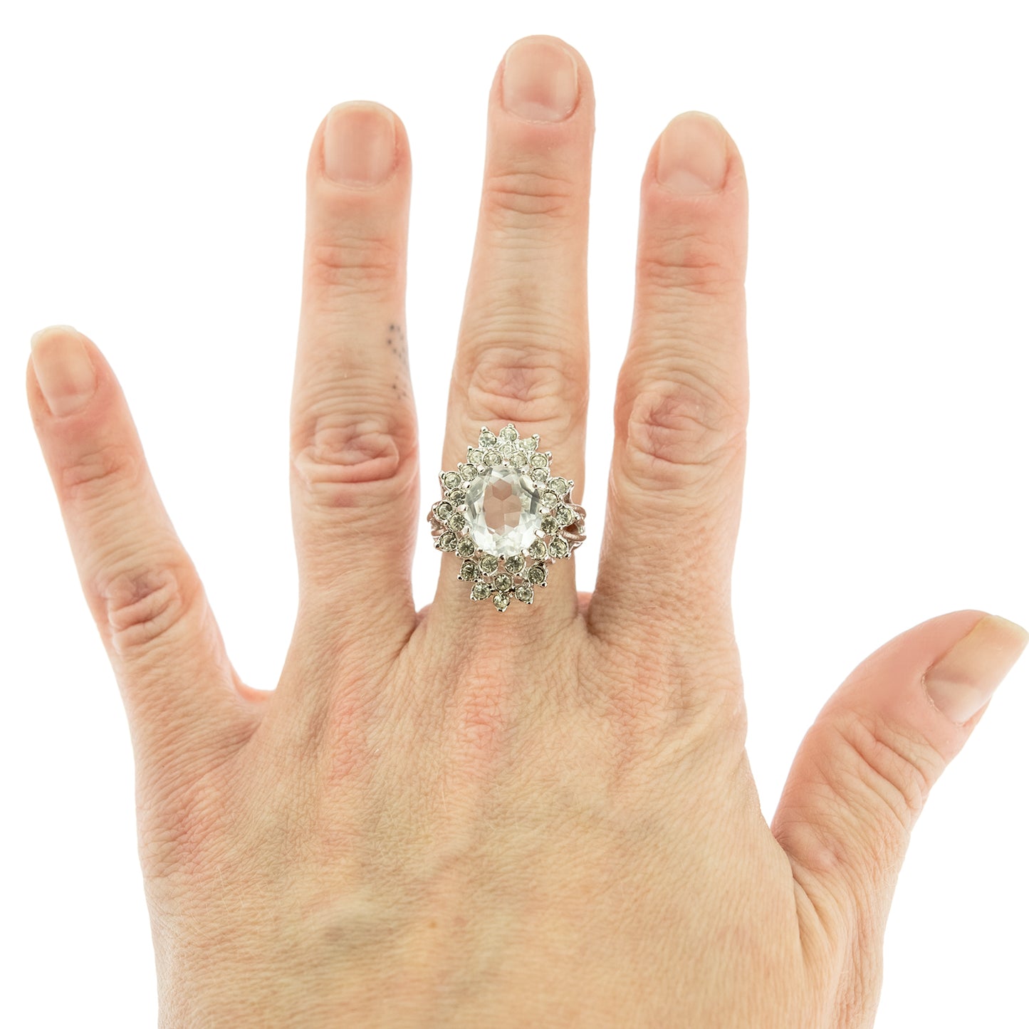 Vintage Women's Austrian Crystal Cocktail Ring 18k Gold Electroplated Birthstone Ring for Women
