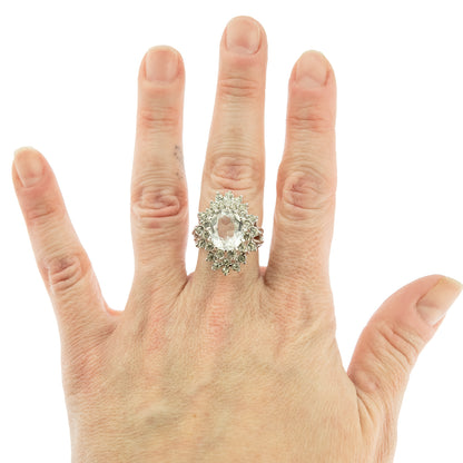 Vintage Women's Austrian Crystal Cocktail Ring 18k Gold Electroplated Birthstone Ring for Women
