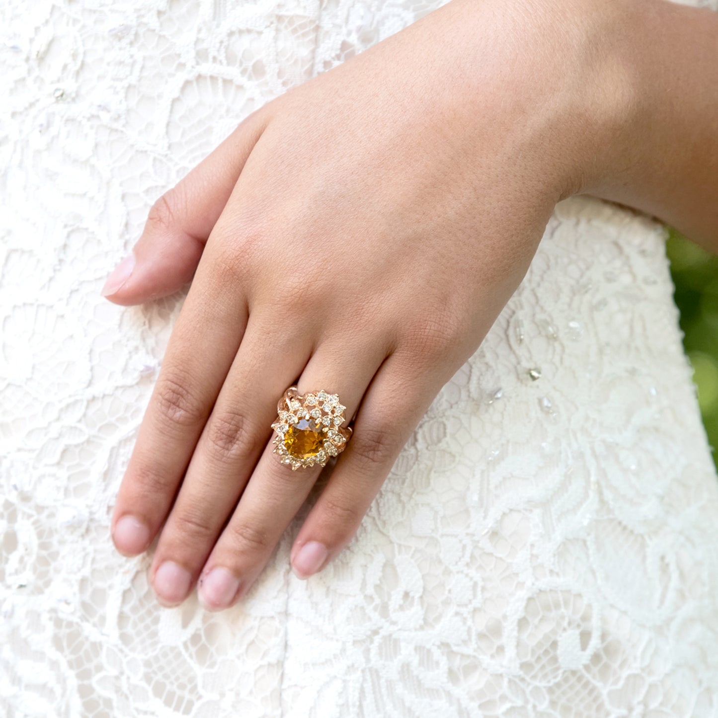 Vintage Women's Austrian Crystal Cocktail Ring 18k Gold Electroplated Birthstone Ring for Women