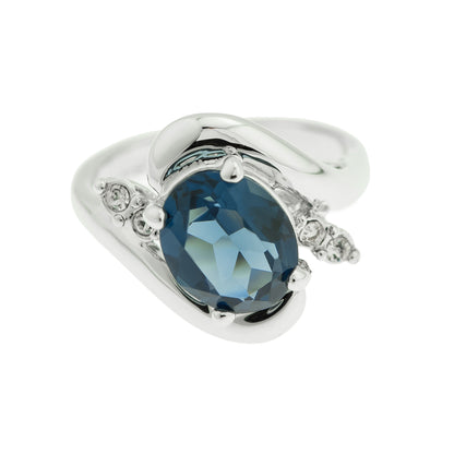Vintage Ring Swarovski Austrian Crystals 18kt Gold Antique Womans Jewelry Women's Birthstone Rings