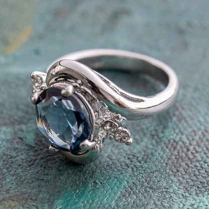 Vintage Ring Swarovski Austrian Crystals 18kt Gold Antique Womans Jewelry Women's Birthstone Rings