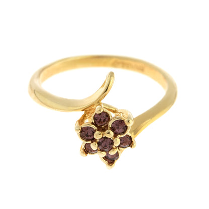 Violeta Amethyst Austrian Crystal Flower Ring - 18k HGE Gold Electroplated jewelry image 1