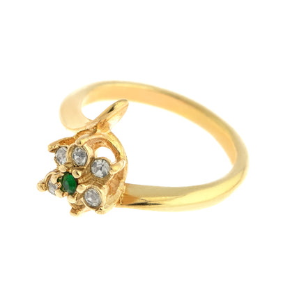 Vintage 1970's Amethyst Crystal and Genuine Pinfire Opal Ring 18kt Yellow Gold Electroplated Ring
