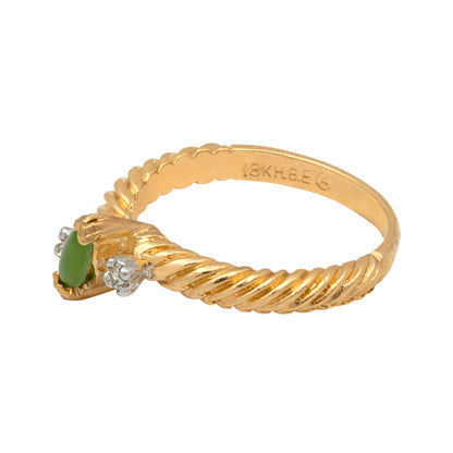A Vintage Ring Dainty Genuine Jade and Austrian Crystal Womans Ring Antique Jade Jewelry R1032