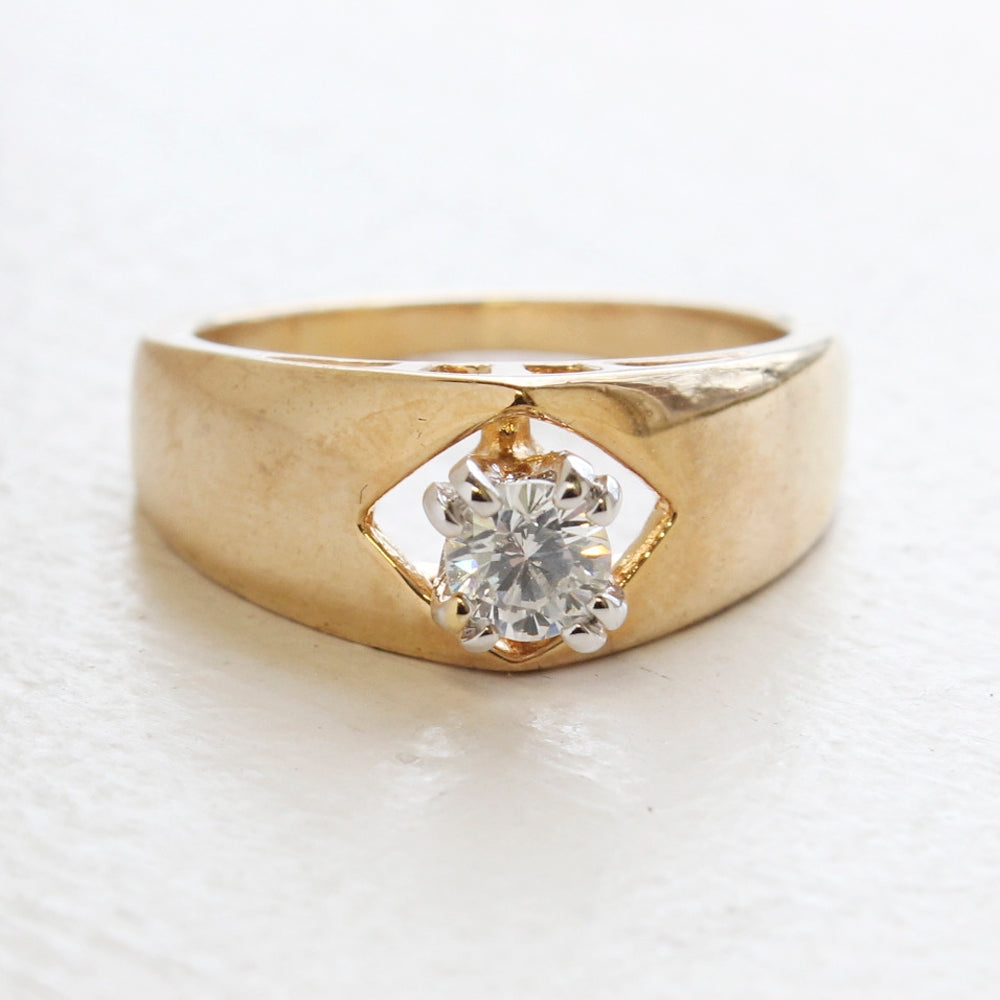 Vintage Austrian Crystal Solitaire Ring - 18kt White Gold Electroplated, Stamped 18kt HGE, Made in USA jewelry image 1