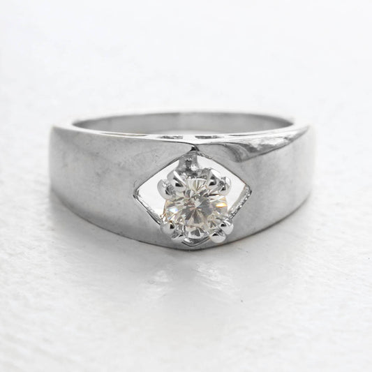 Vintage Austrian Crystal Solitaire Ring - 18kt White Gold Electroplated - Size 8 jewelry image 1