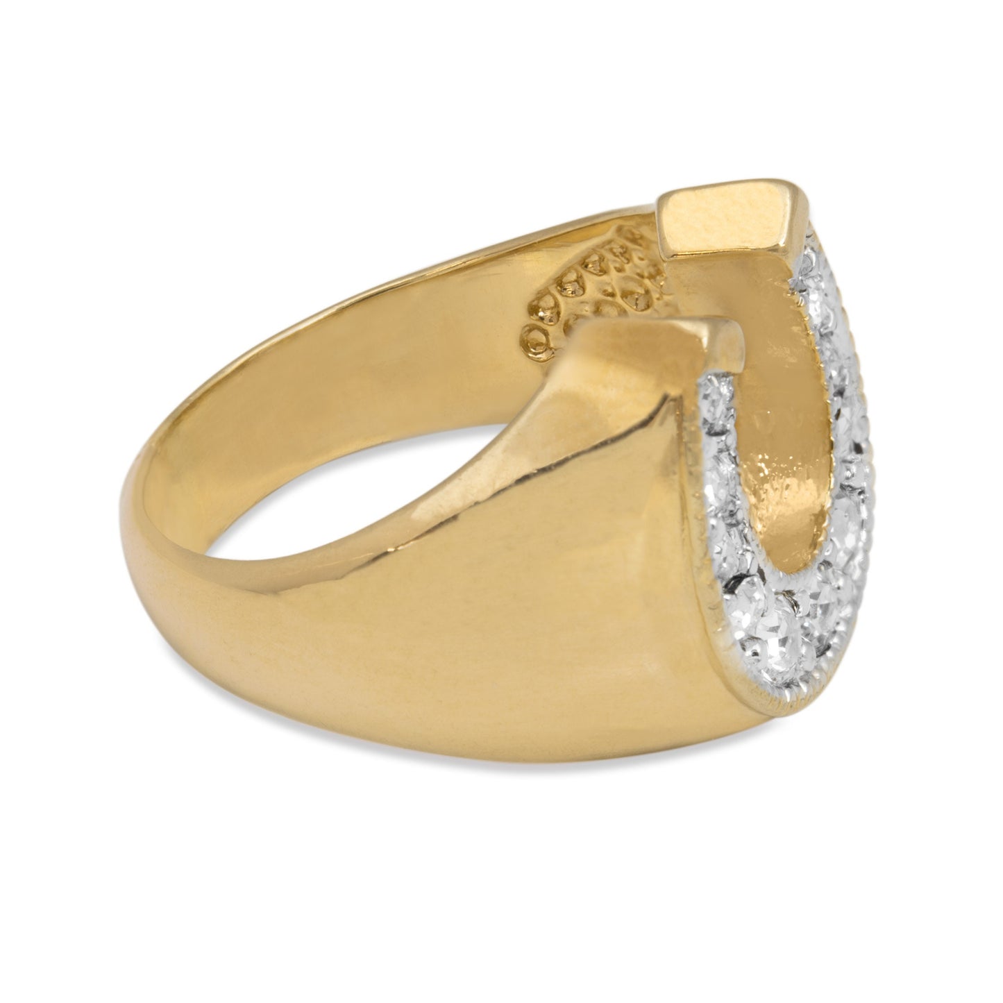Equestrian Vintage Austrian Crystal Horseshoe Ring for Woman or Man