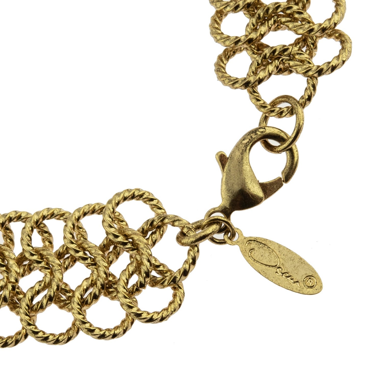 Vintage Oscar De La Renta Gold Tone 7-1/2" Inch Link Antique Designer Bracelet For Women