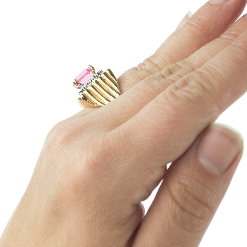 Vintage Austrian Crystal Cocktail Ring 18k Yellow or White Gold Electroplated Women's Birthstne RingMade in USA
