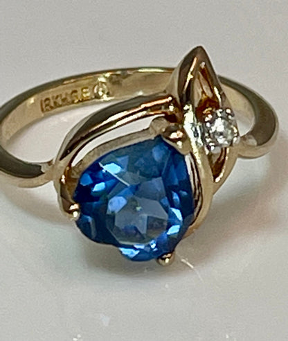 Vintage Ring Cubic Zirconia or Austrian Crystal Heart Ring 18k Gold  Electroplated Love Engagement Womens RingR2339