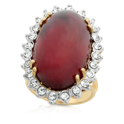 Vintage 1970s Ruby Crystal Cocktail Ring – 18k HGE Gold Plated, Made in USA jewelry image 1