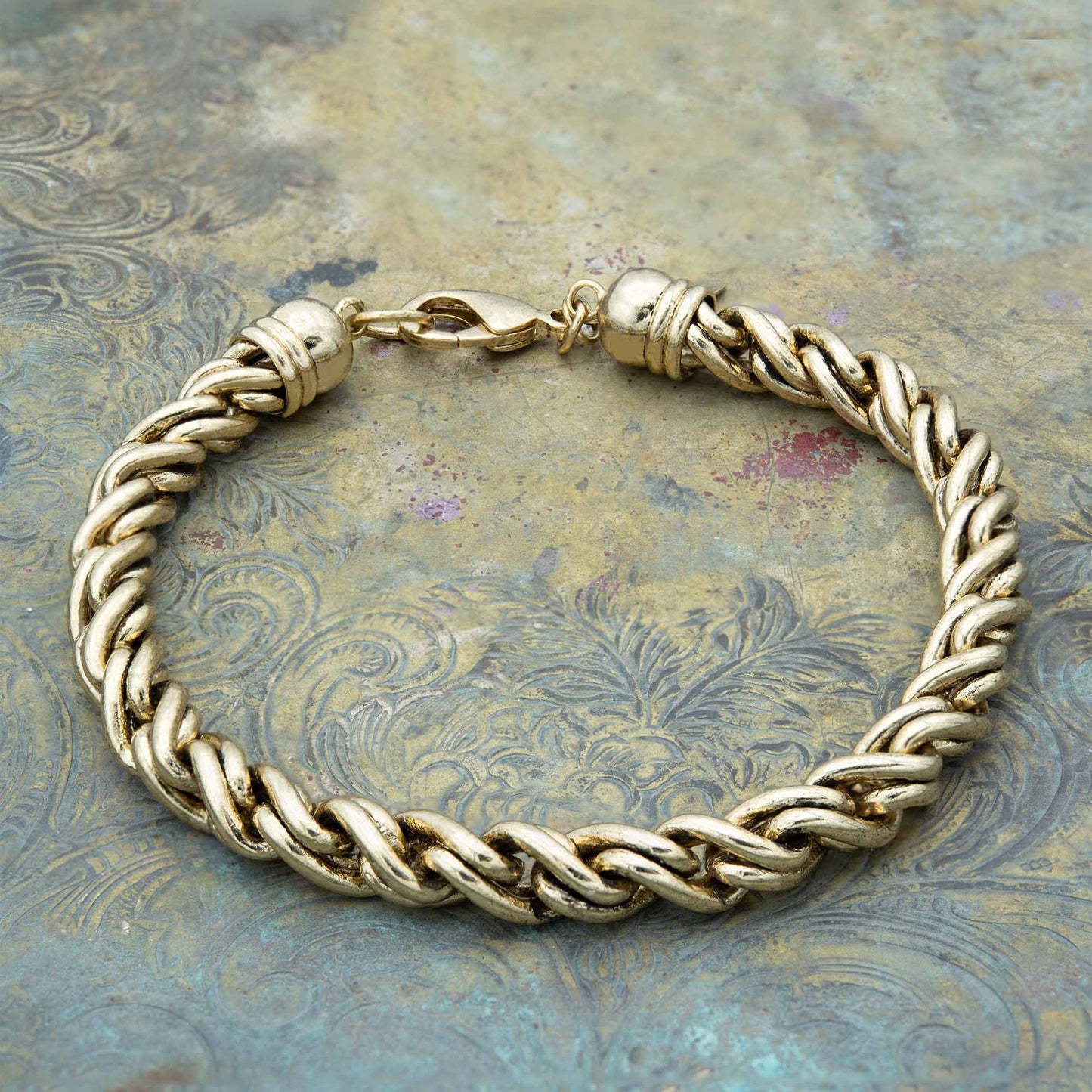 Vintage Oscar de la Renta Twisted Rope Chain Bracelet - Gold Tone jewelry image 1