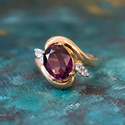 Vintage Ring Swarovski Austrian Crystals 18kt Gold Antique Womans Jewelry Women's Birthstone Rings