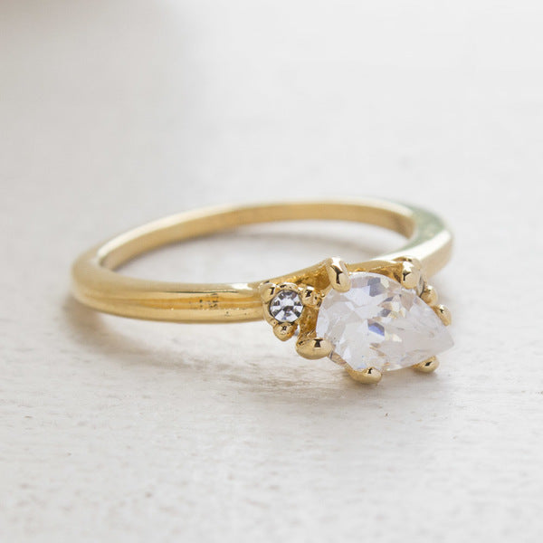 Vintage 18K Yellow Gold Electroplated Ring with Cubic Zirconia and Austrian Crystals – Made in USA jewelry image 1