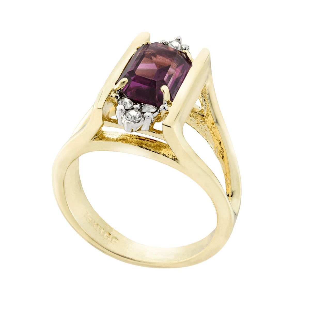Vintage 1980s Garnet and Clear Austrian Crystals 18k Yellow Gold Electroplated January Birthstone Made in USA #R1747
