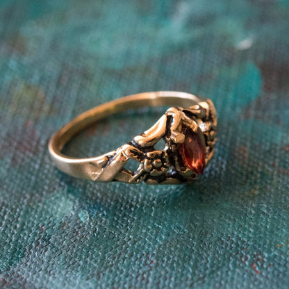 Vintage Austrian Crystal or Cubic Zirconia Stone Ring 18k Gold Electroplated Made in the USA