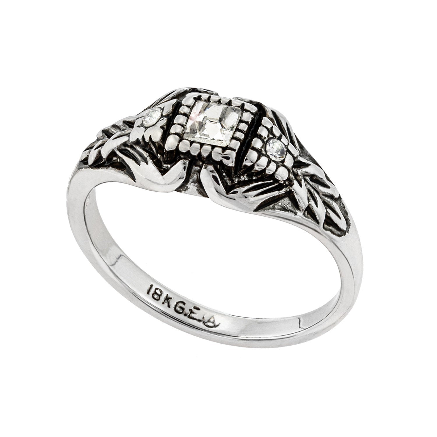 vintage-clear-Austrian-crystal-antique-white-gold-plated-ring