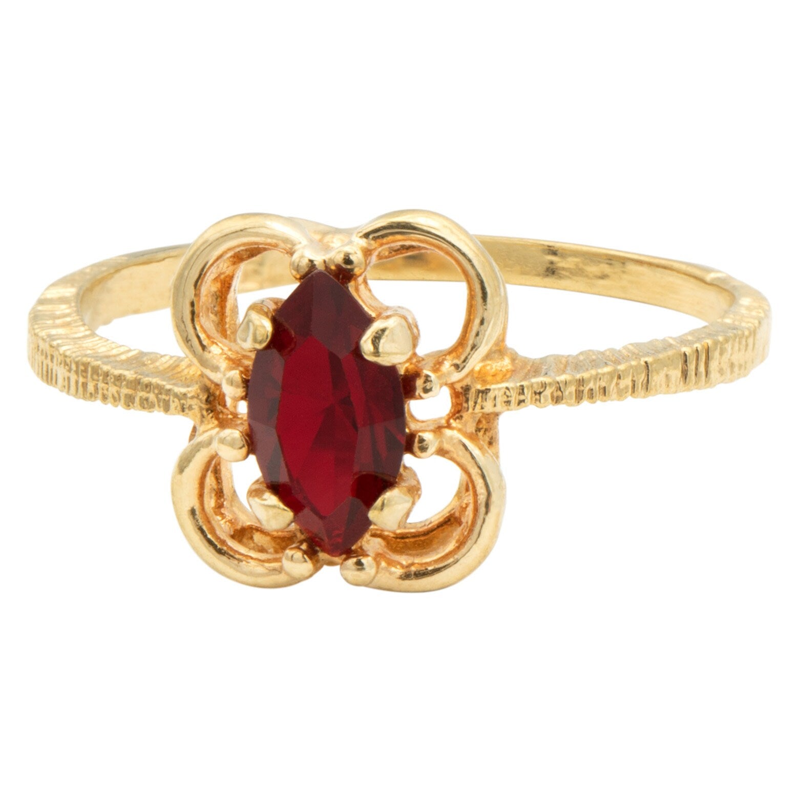 Vintage Marquise Ruby Austrian Crystal Ring - 18k Yellow Gold Electroplated - Made in USA jewelry image 1