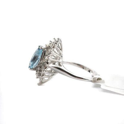 Vintage 1970's Austrian Crystals 18k White Gold Electroplated Ring Made in USA