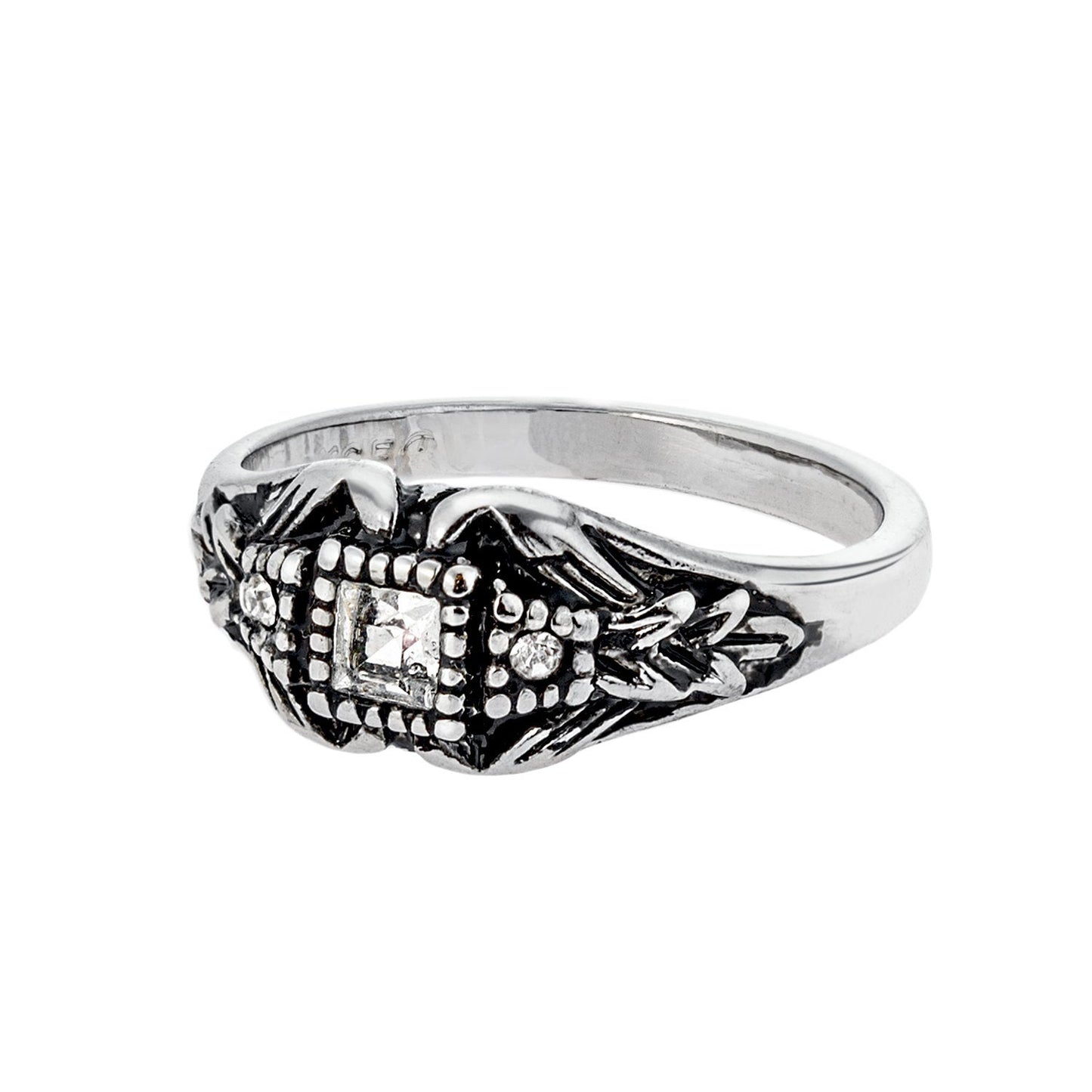 vintage-clear-Austrian-crystal-antique-white-gold-plated-ring