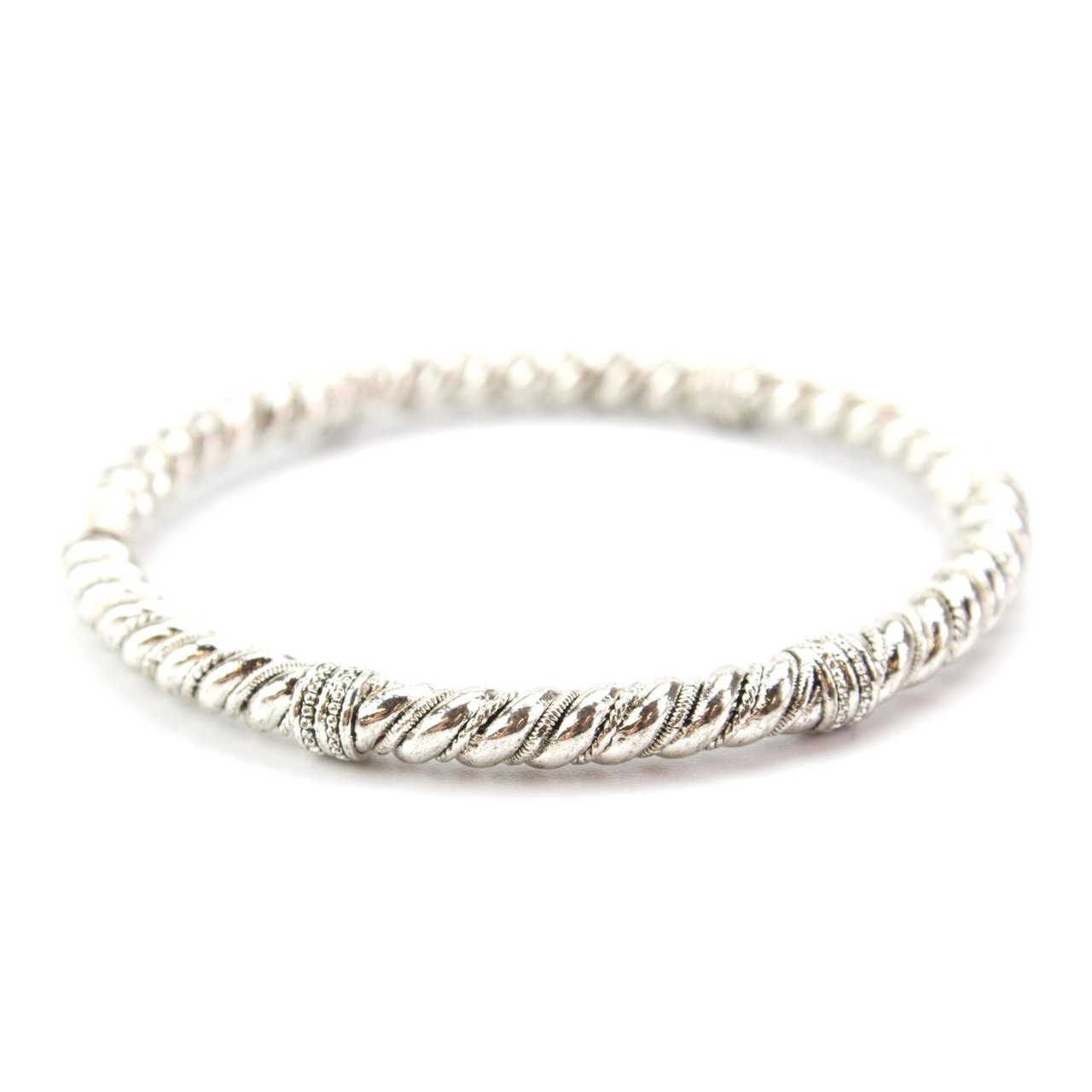 Vintage Oscar De La Renta Textured Antiqued Silver Bangle Bracelet