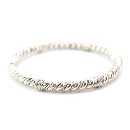 Vintage Oscar De La Renta Textured Antiqued Silver Bangle Bracelet