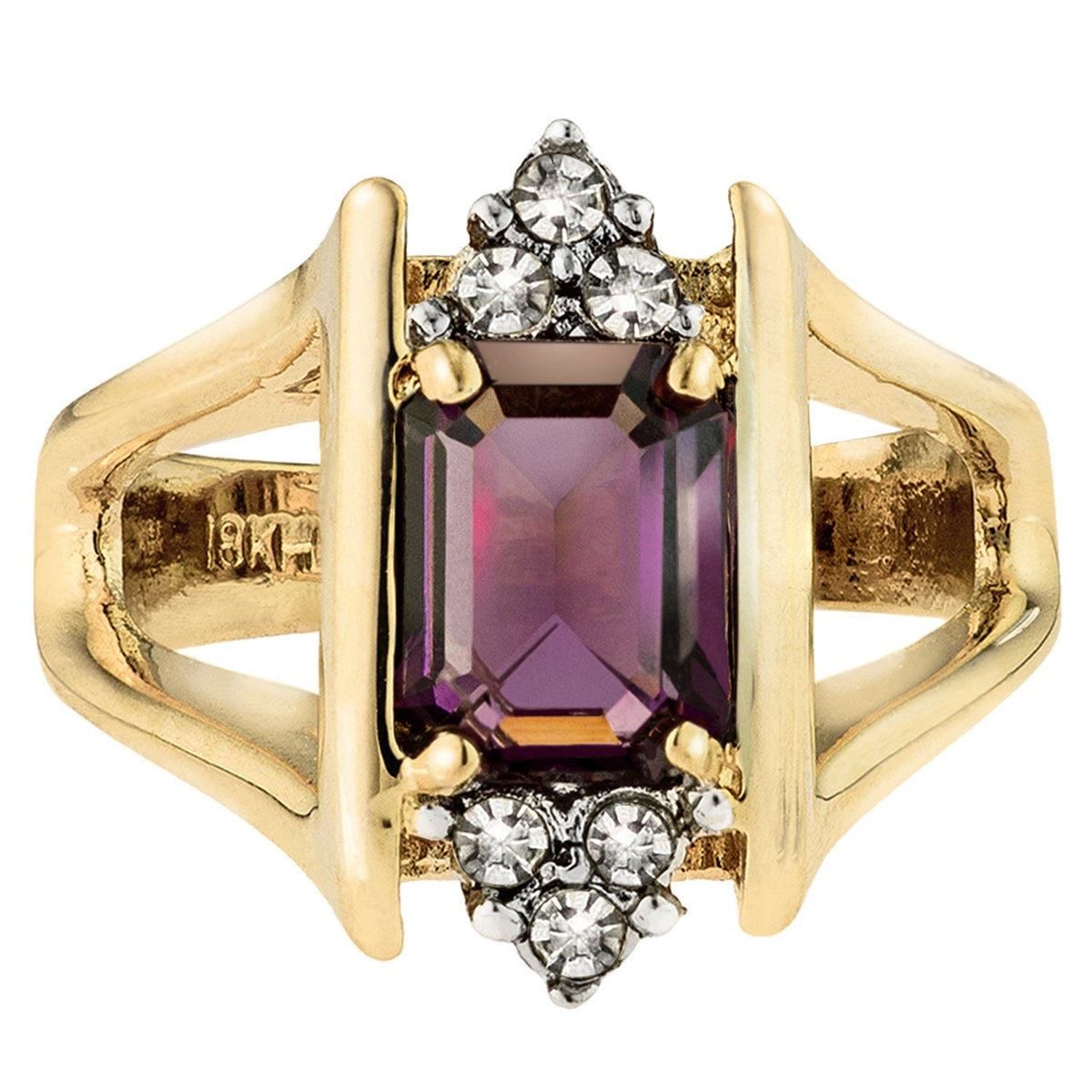 Vintage 1980s Garnet and Clear Austrian Crystals 18k Yellow Gold Electroplated January Birthstone Made in USA #R1747