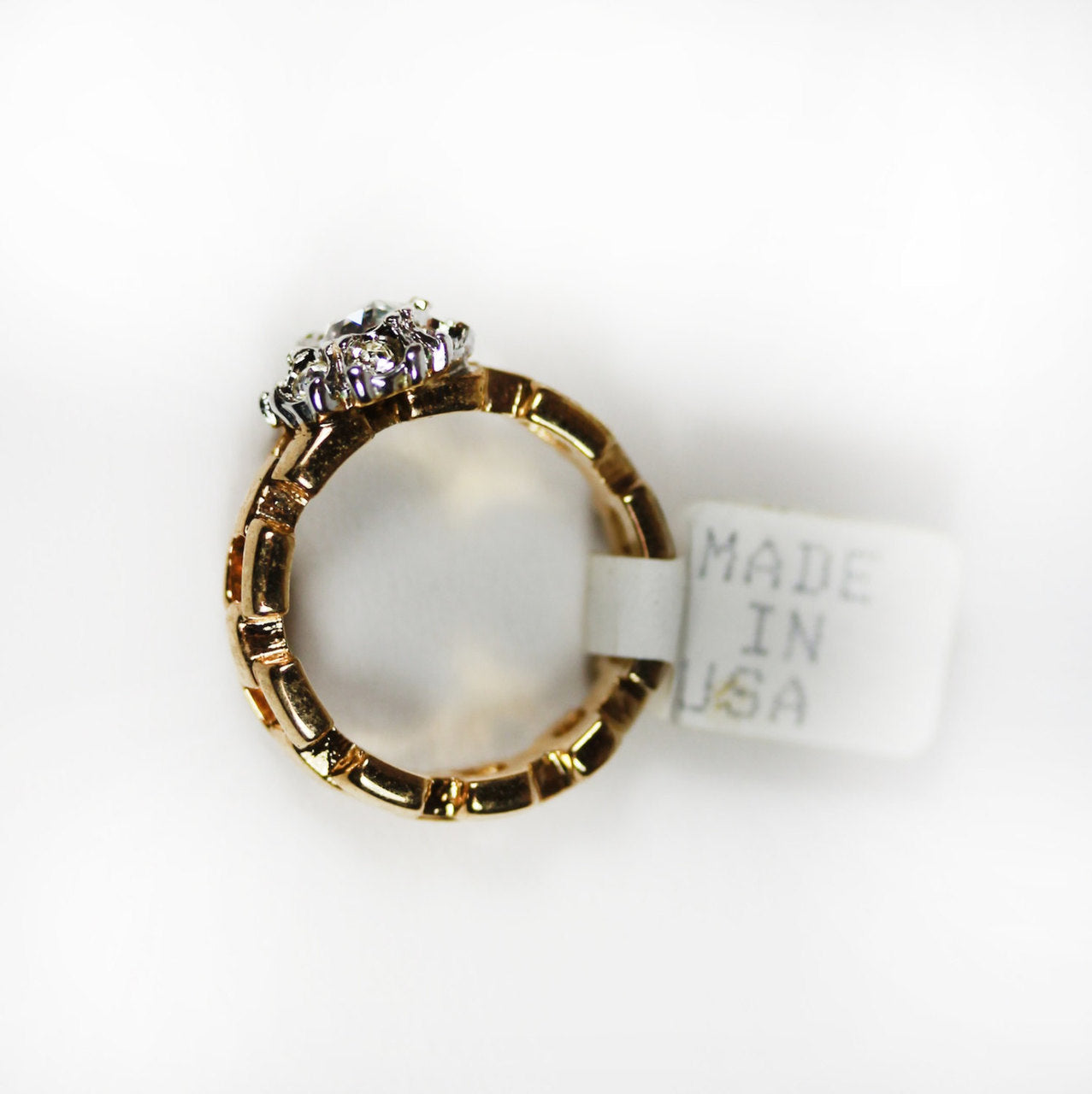Unique Handcrafted 18kt Gold Plated Vintage Ring Swarovski Crystals Cluster Womans Antique Jewelry #R2865 Size: 9