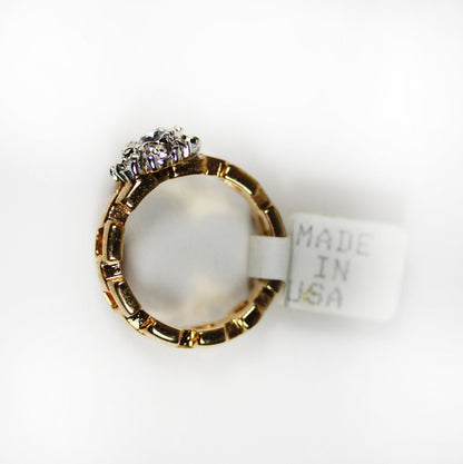 Unique Handcrafted 18kt Gold Plated Vintage Ring Swarovski Crystals Cluster Womans Antique Jewelry #R2865 Size: 9