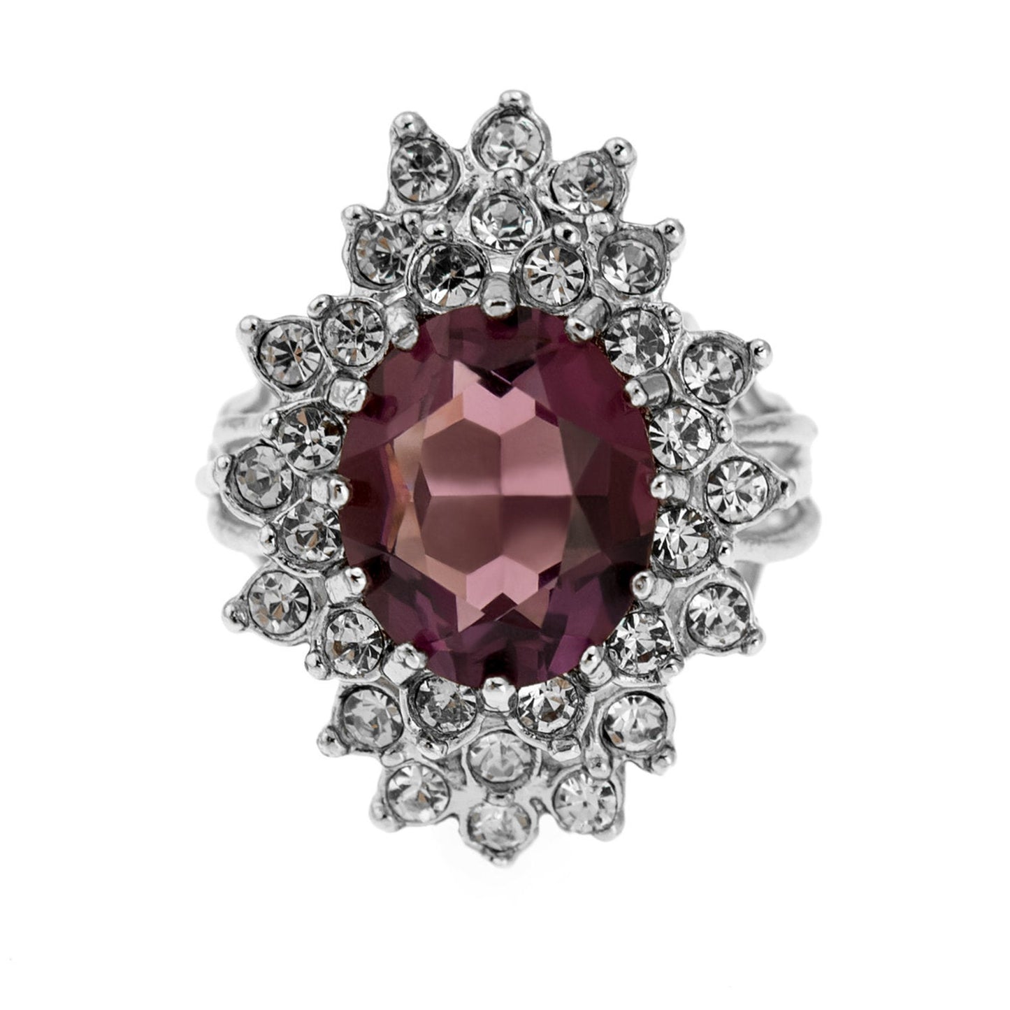 Vintage Women's Austrian Crystal Cocktail Ring 18k Gold Electroplated Birthstone Ring for Women