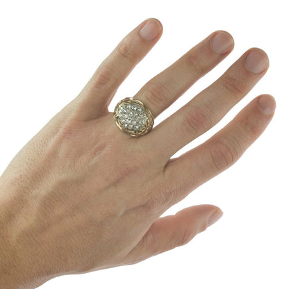 Vintage Men's Ring Clear Austrian Crystals 18k White or Yellow Gold Electroplated Made in USA