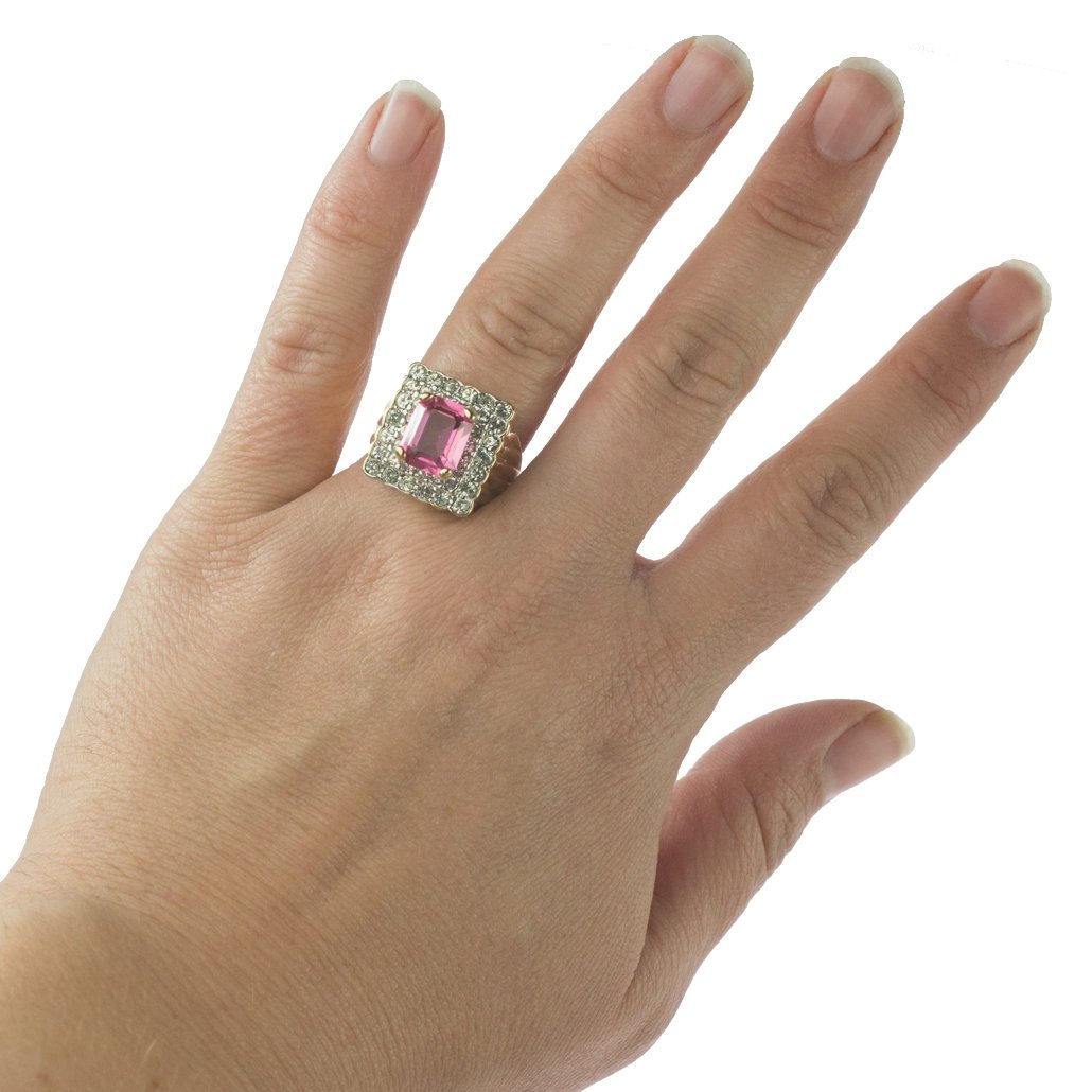 Vintage Austrian Crystal Cocktail Ring 18k Yellow or White Gold Electroplated Women's Birthstne RingMade in USA