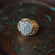Vintage Men's Ring Clear Austrian Crystals 18k White or Yellow Gold Electroplated Made in USA