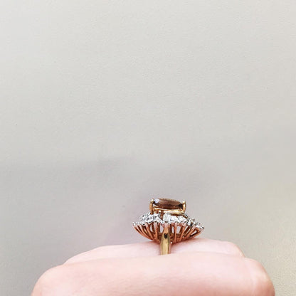 Vintage 1970's Austrian Crystals 18k White Gold Electroplated Ring Made in USA